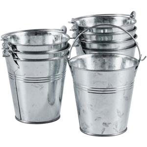 OBTANIM 8 Pack Galvanized Metal Buckets with Handle Ice Pails for Plants, Succulents, Party Favors Organizing, Rustic Home Decor or Classrooms Pencil Storage (4 x 2.8 inch)