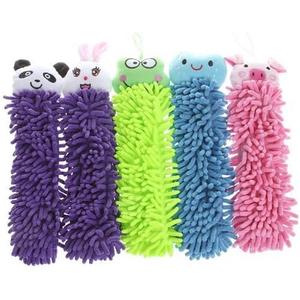 Chenille Hand Towels with Hanging Loops, Microfiber Hand Drying Towels Set for Kitchen/ Bathroom/ Kids Cute Cartoon Animal Hand Towels (5 PCS) Set