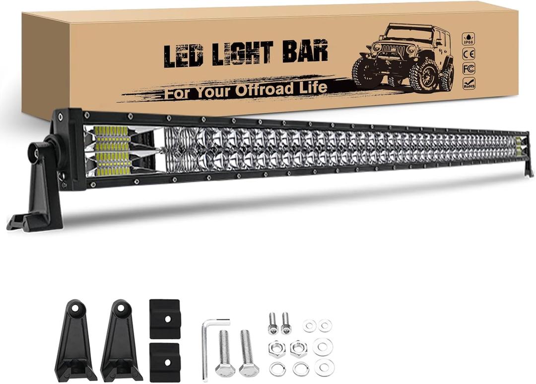 52 Inch LED Light Bar 300W with 5D Floodlight + 5D Spotlight Cup Combo Driving Lights Off Road Lights Work Light Pods for Pickup 4X4 Truck SUV ATV UTV Boat