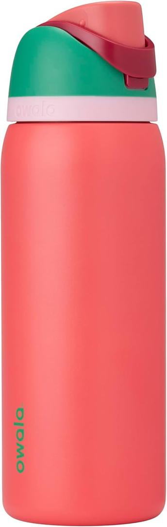 Owala FreeSip Insulated Stainless Steel Water Bottle with Straw for Sports, Travel, and School BPA-Free Sports Water Bottle, 32 oz, Strawberry Fields | Insulated, with Straw, for Sports, Travel, and School, BPA-Free