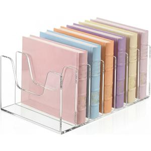 Wenqik Clear Acrylic Desktop File Organizer Vertical File Sorter 4mm Thick, Large Capacity Upright Magazine Organizer, Book Paper, Notebooks, Envelopes, Mail Holder(1 Pack,7 Section)