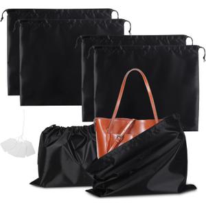COIDEA 4 Pack Dust Bags for Handbags, Dust Cover for Purses Cloth Shoes, Silk Large & Middle Daily Travel Storage Pouch Dustproof Drawstring Bag (Black, 2 PCS, 24 x 20, 2 PCS, 19.5 x 16)