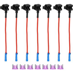 uxcell 1 Set Universal 7pcs Car Fuse Tap Add a Circuit Adapter 12V with 7pcs 3A Low Profile Mini APS Blade Type Fuse