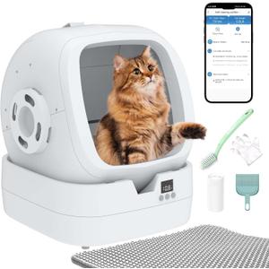Automatic Cat Litter Box Self Cleaning - APP Control and Weight Monitoring - Ultra-Quiet, Medium Cats and Kittens Litter Box, Safe Anti-Pinch