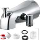 Enhon Tub Spout with Rear Diverter, Bathtub Spout Fitting 1/2-Inch or 3/4-Inch IPS, 5-1/4 Inch Length Bathroom Bathtub Faucet with Adapter (Chrome,Side-Mount Handheld Shower Fitting)