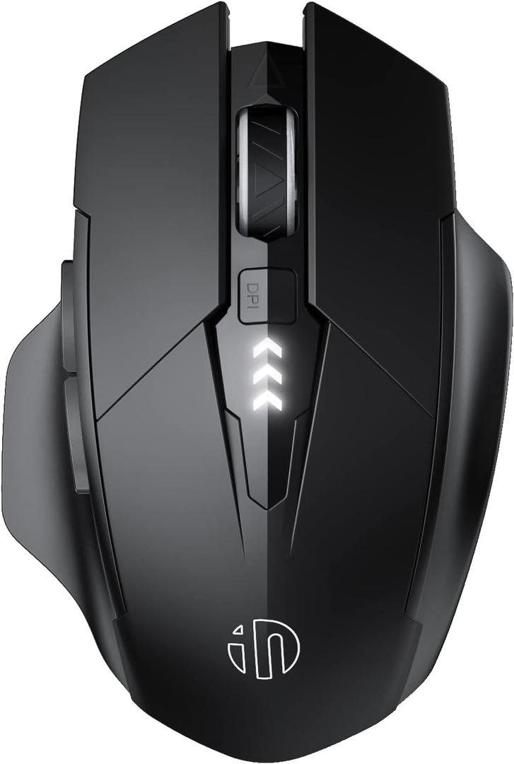 INPHIC Multi-Device Bluetooth Mouse, Upgraded Visible Battery, 2400 DPI, Silent Ergonomic Computer Wireless Mouse for Laptop, Mac, PC etc. (Black)