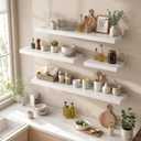 12 Inch Deep Floating Shelves for Wall, 36 Inch Wide Wall Shelves Set of 2, 2 Inch Thick Heavy Duty Invisible Wall Mounted Shelves for Kitchen Living Room,White, 35.4”Wx11.6”Dx2”H,Set of 2