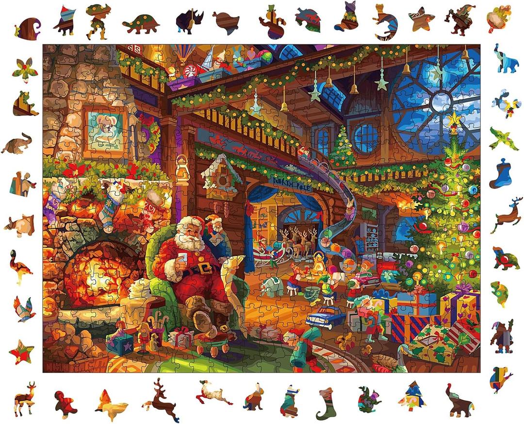 Wooden Puzzles for Adults, Christmas Wooden Puzzle 500 Pieces, Irregular Animal Shaped Wood Puzzles Adult, Unique Wooden Jigsaw Puzzles, Creative Ghristmas Gifts and Adults