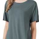 netdraw Women's Ultra Soft Bamboo Viscose Dolman Top Loose Fit Trendy Casual Lounge Short Sleeve Pajama Batwing T-Shirt (Gray, S)
