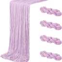 4 Pack Lavender Cheesecloth Table Runner 20 x 120 inch Gauze Table Runners 10 FT Long,Semi Sheer Boho Cheese Cloth Fabric Table Runner Bulk for Wedding,Party,Baby Shower,Bridal Shower Decoration