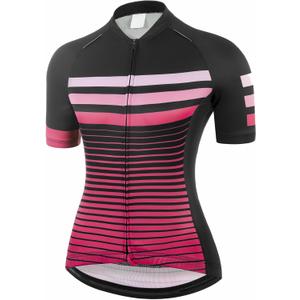 qualidyne Women's Cycling Jersey Short Sleeve with Rear Pockets Full Zipper Bike Shirts Quick Dry Biking Bicycle Jersey Black