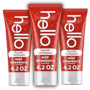 hello Wild Strawberry Kids Toothpaste with Fluoride, Strawberry Toothpaste for Kids, Safe for Ages 2 and Up, Helps Prevent Cavities, Strengthen Enamel, and Polishes Teeth, ADA Approved, 2 Pack, 4.2 Oz