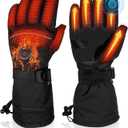Heated Gloves - 5V Rechargeable, Waterproof, Non-Slip Electric Heating Gloves for Cycling, Skiing, Hiking, Hunting (Large)