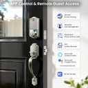 Veise VE017-H Fingerprint Smart Front Door Lock Set, App Control, 8-in-1 Keyless Entry Deadbolt with Zinc Alloy Handles, Emergency Power Port, Touchscreen Keypad, Auto Lock, Easy Install, Satin Nickel