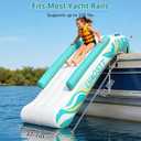 Inflatable Pontoon Waterfall Slide for Adults & Teens, Heavy Duty Boat Waterfall Water Slide with Air Pump, Portable Summer Lake Float Slide for Most Pontoon Boats, Professional Grade Boat Accessory