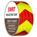 SWRT 2" x 160 FT Red & Fluorescent Yellow Reflective Tape, Reflective Tape Outdoor Waterproof Heavy Duty Strong Adhesive Hazard Caution Safety Warning Tape Reflector Conspicuity Tape for Trailer