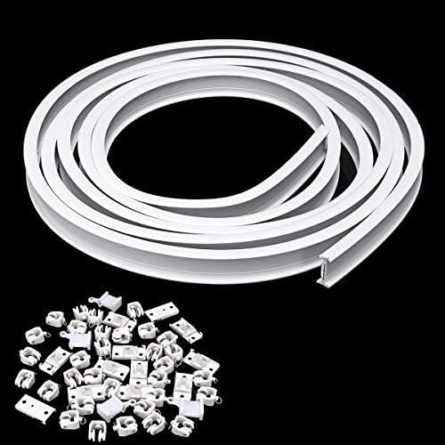 HAPYLY 4.5 Meter Flexible Plastic PVC Curtain Track Runner Rail Wall Ceiling Mounted Fixing Hooks Shower Curtains Room Divider with Instruction Mounting Accessories Include White (Top Clamping)