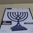 LED Electric Blue Hanukkah Menorah with Special Effects - Battery/USB Powered, Star of David, 4 Lighting/Blinking Modes, Large LED Bulbs, Chanukah Traditional Electric Menorahs - Navy Blue