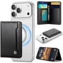 Vinich for MagSafe Wallet Magnetic RFID Blocking Card Holder Compatible with MagSafe Phones and Cases, Strong Magnet Minimalist Phone Wallet for iPhone 17/16/15/14/13/12/ Pro/Max/Plus, Black