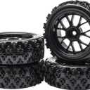 JIUWU 4 Pcs Black 1:10 Scale RC Tires Wheel Rims Crossing Rubber On Road Parts