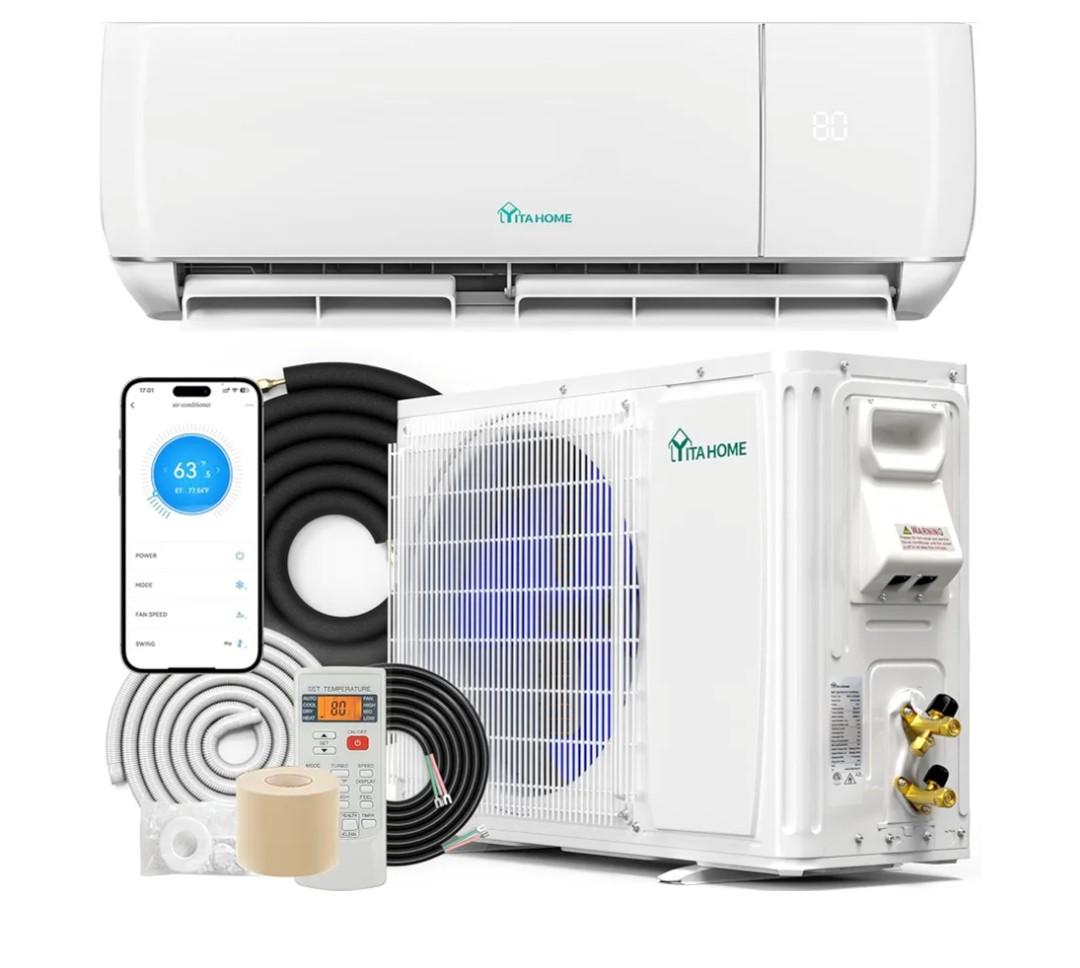 YITAHOME 12000 BTU Mini Split Air Conditioner Heat Pump System, Wifi Enabled 20 SEER2 115V Inverter Ductless AC Cool Up to 750 Sq. Ft, Compatible with Alexa, White