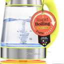 Speed-Boil Water Electric Kettle, 1.7L 1500W, Coffee & Tea Kettle Borosilicate Glass, Water Boiler, Auto Shut-Off, Cool Touch Handle, Base Detachable, LED. 360 Rotation, Boil Dry Protection (Yellow)