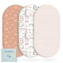 Yoofoss Bassinet Sheets for Baby,3-Pack Fitted Bassinet Sheets Set Compatible with Halo Bassinest Swivel Sleeper,Baby Delight,Angelbliss,Soft Breathable Bassinet Mattress Sheets (Brown+Animals)