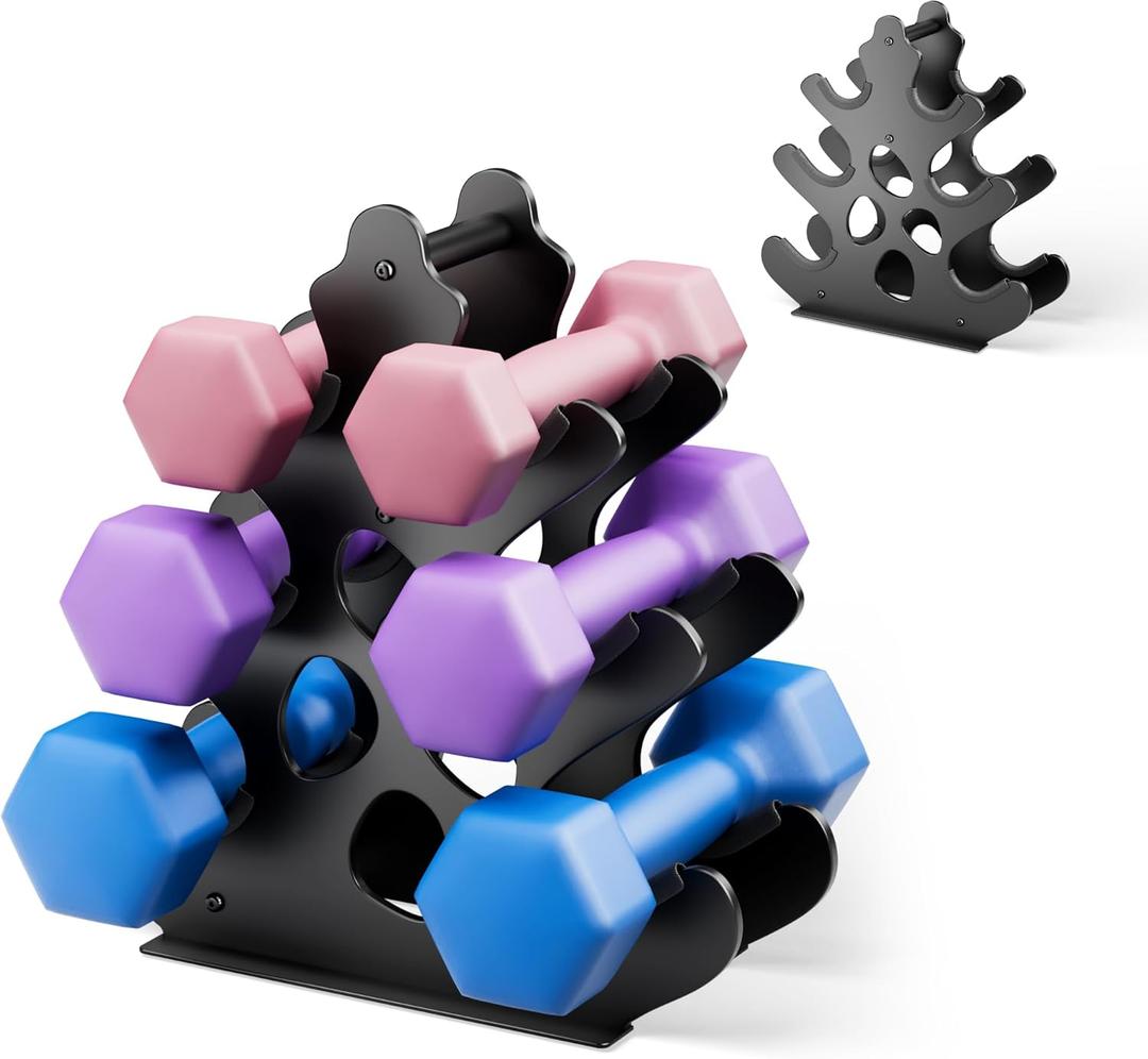 Dumbbell Rack Stand with Anti-Slip Pads for Home Gym, Compact A-Frame Design Weight Rack with Handle, Coral-Inspired & Space-Saving Dumbbell Holder (Dumbbells Not Included)