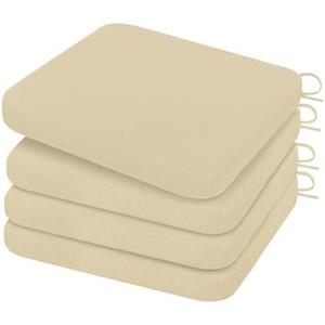 HARBOREST Chair Cushions for Dining Chairs - Non-Slip Foam Seat Cushions with Ties, Square Kitchen Chair Cushions Set of 4, 16" x 16" x 2", Beige