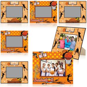 Sumind 6 Pcs Basketball Picture Frame Wooden Sport Themed Photo Frames 4x6 Photograph Gifts for Athletes Coach Team Sports Theme Gifts Tabletop or Wall Display Picture Home Office Decorations