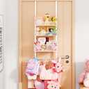 Consumest Over The Door Hooks Organizer - 4 Tier Door Coat Rack with 3 Baskets and 12 Hooks, Stainless Steel Towel Hanger for Bedroom, Bathroom, Living Room, White