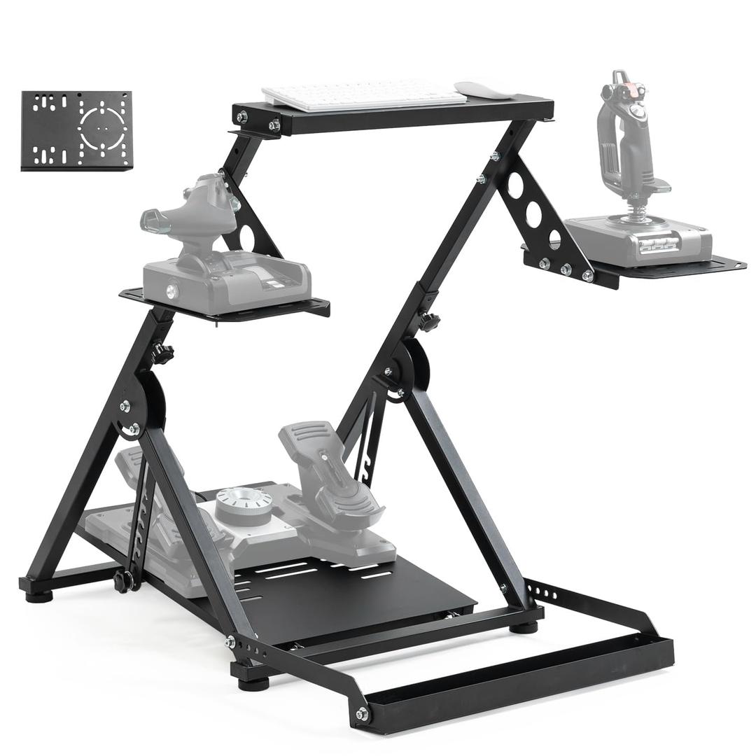 Anman Foldable Flight Simulation Cockpit 3.0 with Fixed Slot Fit for Logitech/Thrustmaster/Hotas Warthog/Fanatec,Electronics Adjustable Fight Sim Mount Pedals, Steering Wheel Not Included
