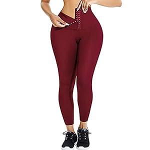 RICH BRIA High Waisted Corset Leggings for Women with Adjustable Body Shaping Waist Trainer Yoga Pants Slimming Tummy Control Large