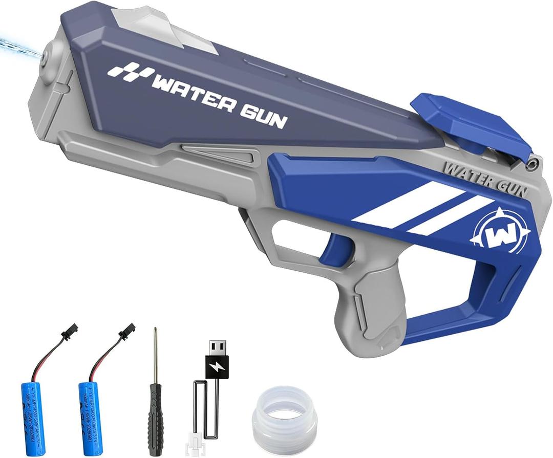 Electric Water Gun for Adults Kid, Powerful Automatic Squirt Gun, High Powered Shooting 100+ Times, Long Range Auto Water Blaster, Pool Outdoor Water Toy(Blue)