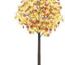 Fall Lighted Eucalyptus Tree - 5FT Light Up Eucalyptus Fall Tree with 90 LED Lights, 270 Leaves, Thanksgiving Decor Artificial Tree with Remote 8 Flashing Modes, Timing, for Home Harvest Decoration