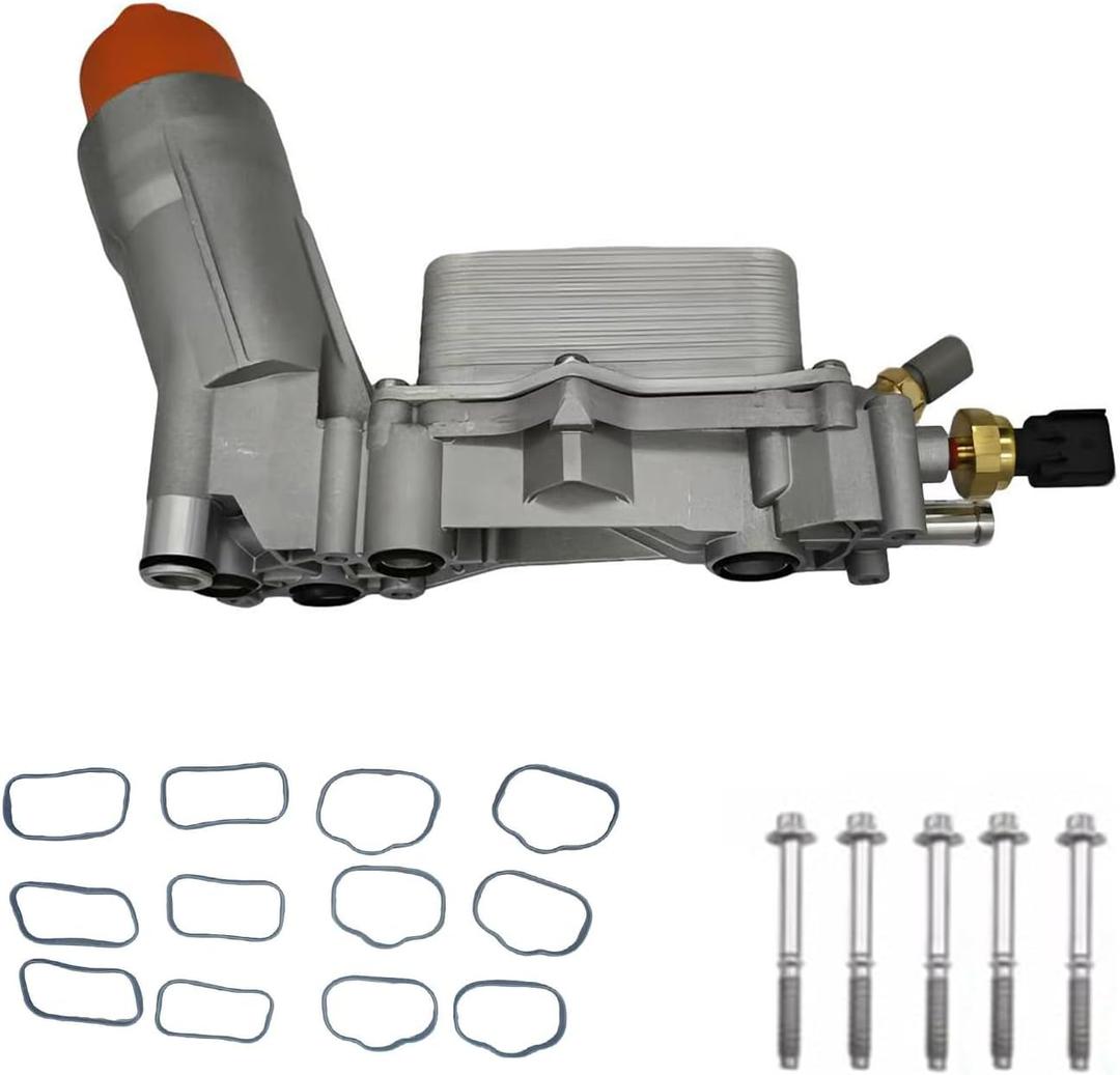 926-876 Upgraded Aluminum Engine Oil Cooler Filter Housing For 2011-2016 Dodge Journey Charger Challenger Caravan Durango Avenger Wrangler Grand Cherokee Chrysler 200 300 Town Country (Orange Cap)