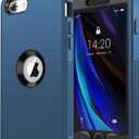 for iPhone SE Case 2022/2020,iPhone 8/7 [Shockproof] [Dropproof] [Dust-Proof] [Military Grade Drop Tested] with Non-Slip Removable Heavy Duty Full Body Phone Case 4.7 Inch-Dark Blue+Blue
