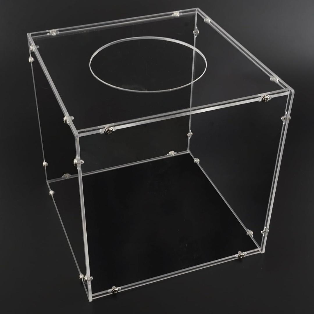 SHUMEI Clear Acrylic Multi-Functional Box - Raffle, Suggestion, Ballot, Tip, Donation Box - for Parties, Events, Fundraisers, Ticket Drop, Offices, Stores