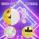 32 Pack Mini Disco Balls Decorations Different Sizes Mirror Ball with Hanging String Small Disco Ball Ornament for Disco Theme Party Cake Topper DJ Club Christmas Wedding Home Decor (Gold)