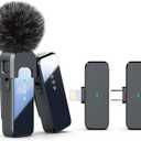 Rythflo Wireless Lavalier Microphone for iPhone Android PC with Noise Cancellation, 100ft Transmission, 18H Battery Life, Lightning & USB Type-C Wireless Lapel Microphone for Video Recording