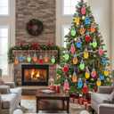 36 Pcs Velvet Christmas Lights Bulbs Ornaments 1.57 Inch Christmas Bulbs Hanging Ornaments for Xmas Tree Outdoor Yard Indoor Holiday Party Decoration