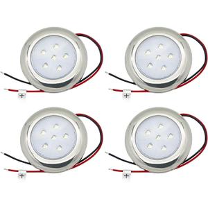 LED Boat Courtesy Light, 3 Inch, Stainless Steel 316, IP68 Waterproof, Interior Exterior Deck Light for Marine Cabin, Dome, Transom, Cockpit, Fishing Pontoon