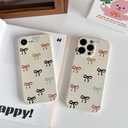 3 x Bow Phone Case for iPhone 16 Pro Max Case Cute Bowknot Women Girly Design Soft Silicone Camera Protection Protective Lovely Girls Phone Case for iPhone 16 Pro Max Beige