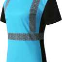 Women Safety Shirt,High Reflective T Shirt for Woman with Unusual Reflective Pattern,Short Sleeve Breathable (Blue, M)