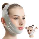 Chin Strap for Sleeping, Double Chin Reducer for Women, Jawline Shaper, Adjustable V-Line Lifting Mask, Chin Up Patch, Reusable Facial V-Shaped Belt, Overnight Shaped Face Mask for Sagging(1pc-Green)