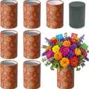 6 Sets Mexican Party Centerpieces, 5 Inch Cielito Lindo Faux Terracotta Clay Paper Cylinder Flower Vases with Floral Foam, Cinco De Mayo Table Decorations, Mexican Theme Party Supplies