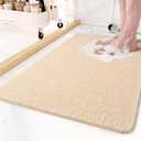 Non-Slip Bathtub Mat, 17x 30 Inch, Shower Mats for Bath Tub, PVC Loofah Bathroom Mats for Wet Areas, Quick Drying (Beige)