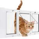 Pet Door for Window, Suitable for Window Widths of 24"-28", Quick-Fit Cat Door Window Insert, 4 Locking Mechanisms, Magnetic Closure Cat Window Door, Aluminum Frame Cat Door for Window