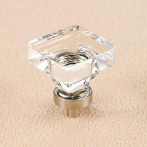 coolnews 4 Pack Crystal Glass Cabinet Knobs, Brushed Nickel Cabinet Knobs and Pulls, Square Knobs for Dresser Drawer
