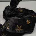 DegGod Plush Christmas Tree Skirts, 36 inches Luxury Black Faux Fur Xmas Tree Base Cover Mat with Gold Snowflakes for Xmas New Year Home Party Decorations (36 inches, Black Gold)